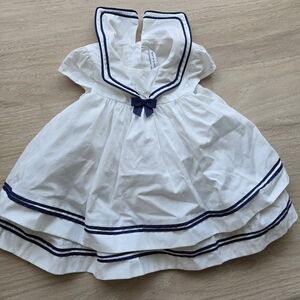 Janie and Jack White Dress with Navy Accents